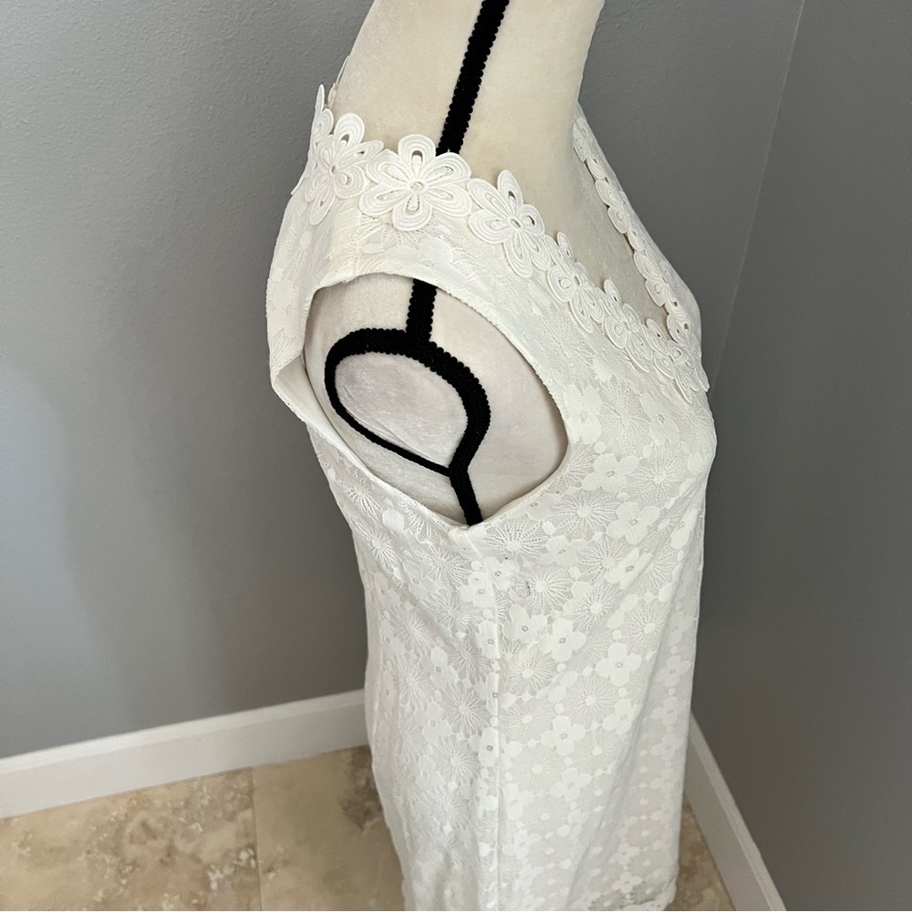 London Times White Midi Dress with Lace Trim - Picture 10 of 13